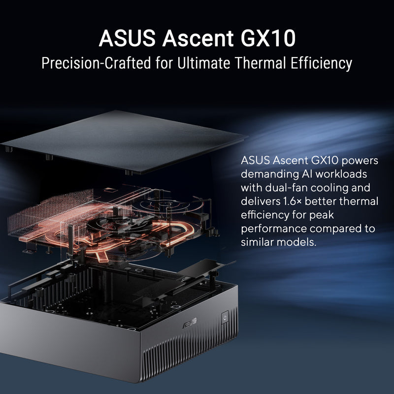 Afbeelding laden in galerijviewer, Asus ascent gx10 arm v9.2-a 128 1 mini-pc (donkergrijs | nvidia gb10 grace blackwell | dgx spark | nvlink-c2c | 128 gb | 1 tb ssd)