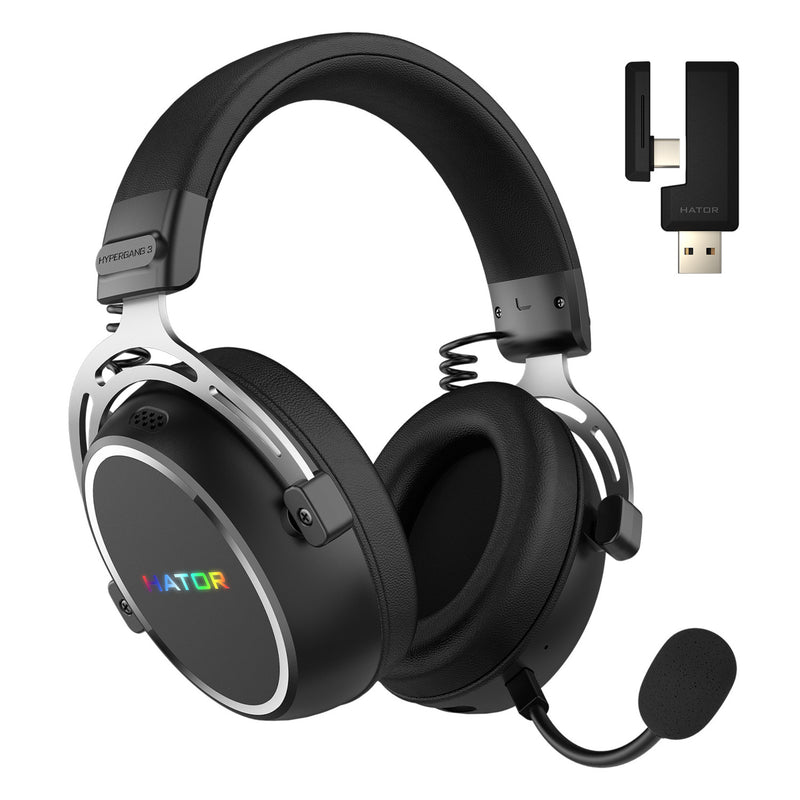 ギャラリービューアに画像をロードする, Hator hypergang 3 wireless over-ear gaming headset (zwart, rgb, 2.4ghz bluetooth usb)