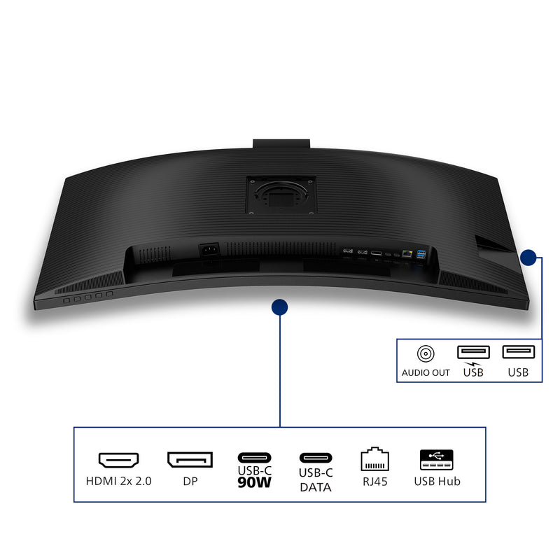 Cargue la imagen en el visor de la galería, Philips 34b2u3600ch 34 curved ultrawide monitor (zwart, 2x hdmi, displayport, 3x usb-a, usb-b, usb-c, rj-45)