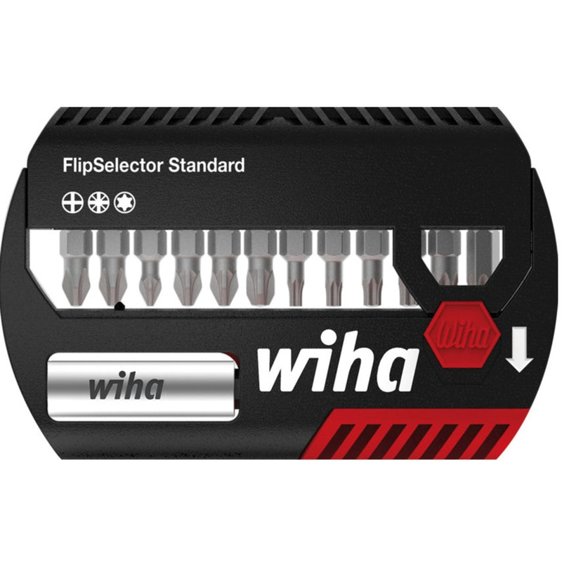 Load image into Gallery viewer, Wiha bitset flipselector standard 25 mm phillips, pozidriv, torx® 15-delig 1 4 c6,3 met riemclip in blister - 39060 - 39060a