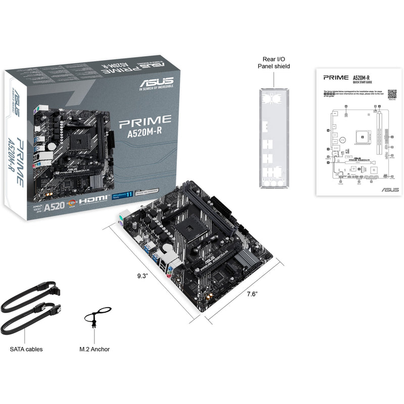 Load image into Gallery viewer, Asus prime a520m-r socket am4 moederbord (raid, gb-lan, sound, µatx)