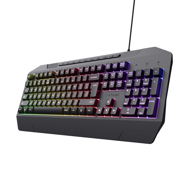 Load image into Gallery viewer, Trust gxt 836 evocx rgb gaming toetsenbord (zwart, us lay-out (qwerty), membraan, 100%, rgb)