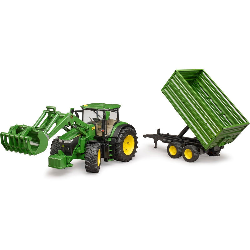 Load image into Gallery viewer, Bruder john deere 7r 350 met frontlader en transportaanhanger modelvoertuig (03155)