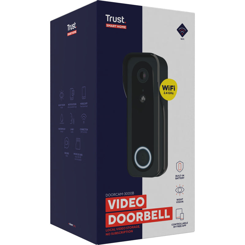 Load image into Gallery viewer, Trust doorcam-3000 slimme wifi deurbelcamera (zwart, 2.4 ghz wifi)