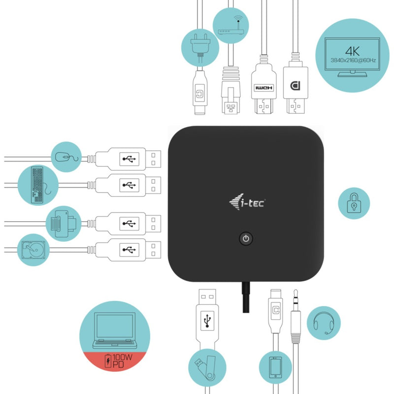 Afbeelding laden in galerijviewer, I-tec usb-c hdmi dp docking station with power delivery 100 w (zwart)