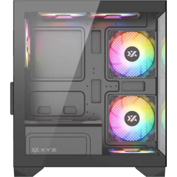 Afbeelding laden in galerijviewer, Xyz pc gear titanium view lite midi tower behuizing (zwart | 2x usb-a | tempered glass)