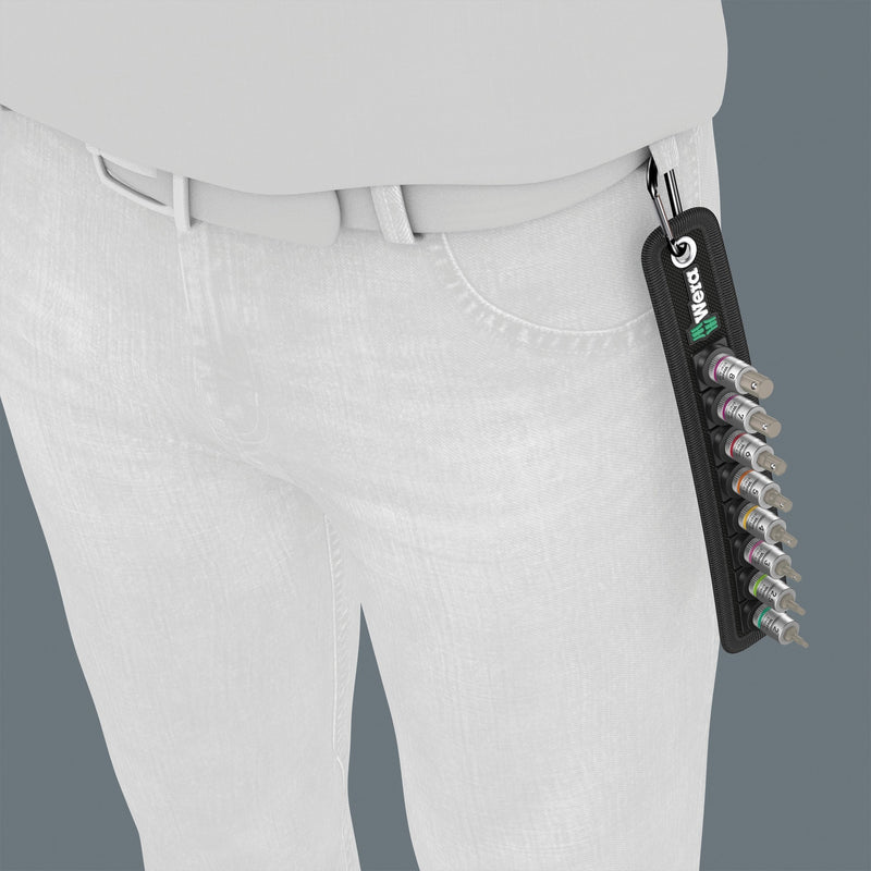 Load image into Gallery viewer, Wera belt b 2 zyklop binnenzeskant bitdoppen set, 3 8 , 8‑delig dopsleutel (zwart zilver, met vasthoudfunctie)