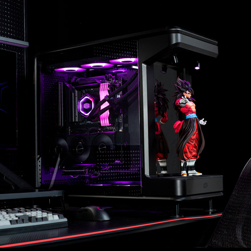 Laden Sie das Bild in Galerie -Viewer, Cooler master masterframe 360 stage mirror midi tower behuizing (zwart | 2x usb-a | 1x usb-c | rgb | tempered glass)