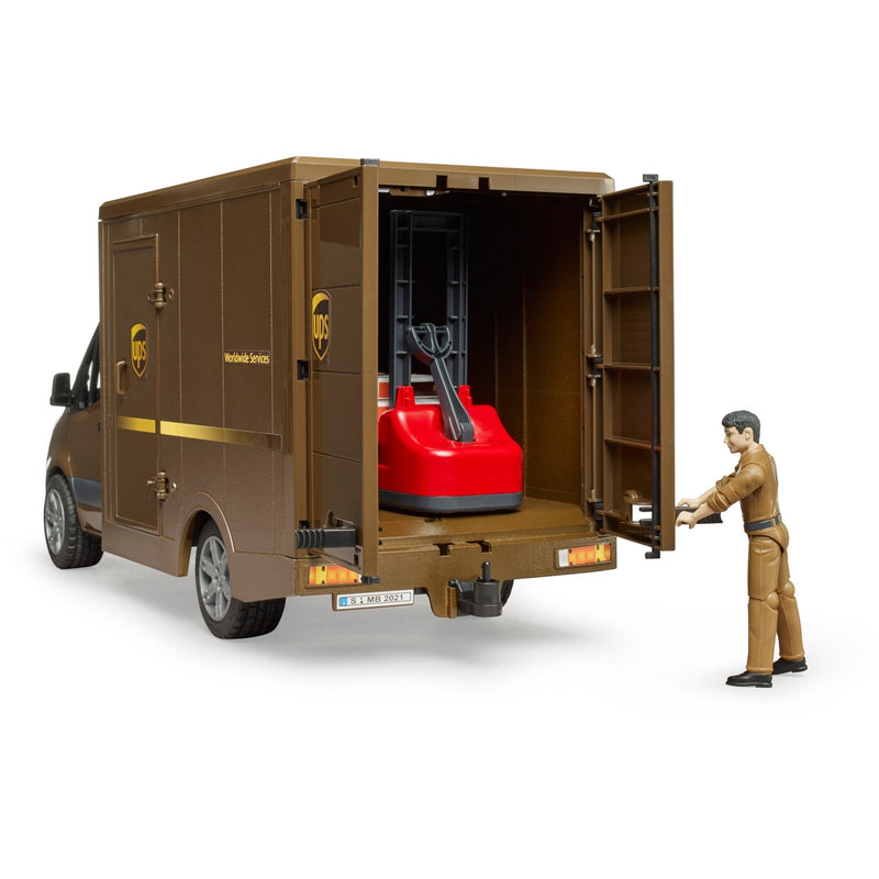 Load image into Gallery viewer, Bruder mb sprinter ups met chauffeur en toebehoren modelvoertuig (02678)