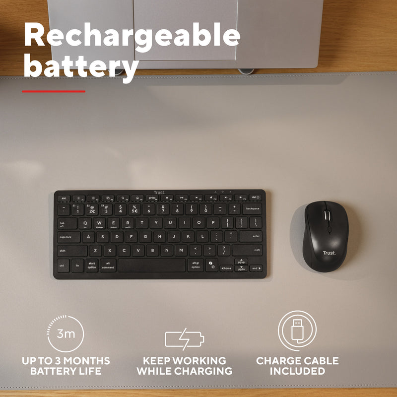 Load image into Gallery viewer, Trust nado ii bluetooth-toetsenbord (zwart, us lay-out (qwerty), scissor switches, 80% (tkl), bluetooth)