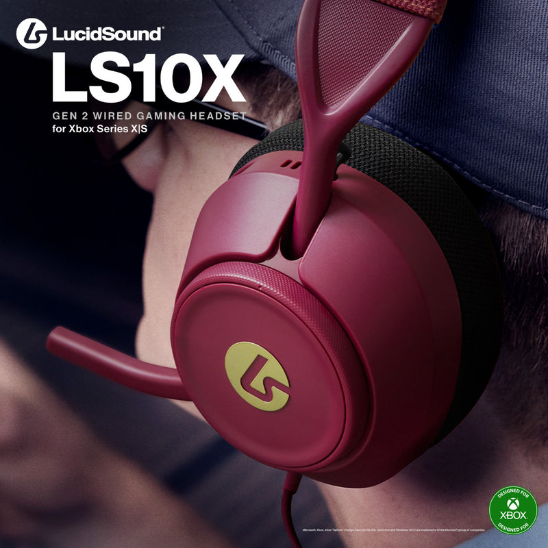 Afbeelding laden in galerijviewer, Powera lucidsound ls10x gen 2 bedrade gamingheadset voor xbox series x|s - robijn over-ear gaming headset (donkerrood, xbox series x|s, xbox one, pc)