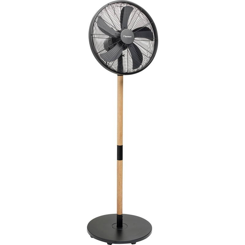 Load image into Gallery viewer, Bestron dfs45wb design statiefventilator (zwart houtkleur, ø 45 cm | stijlvol hout desgin)