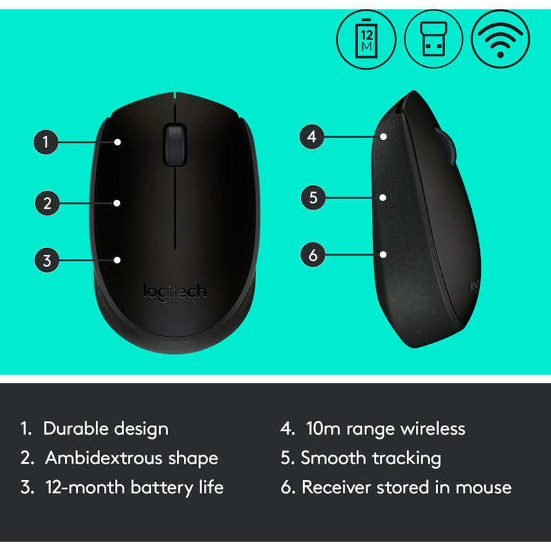 Load image into Gallery viewer, Logitech b170 muis (zwart, draadloos)