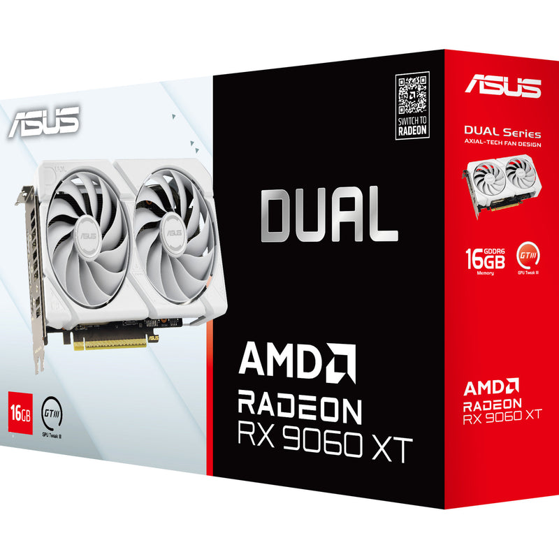 Afbeelding laden in galerijviewer, Asus radeon rx 9060 xt dual white edition 16gb grafische kaart (wit, rdna4, gddr6, 2x displayport, 1x hdmi 2.1)