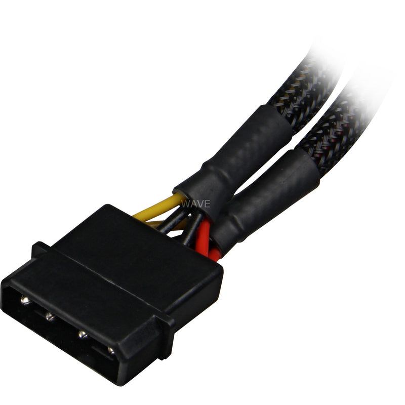 Afbeelding laden in galerijviewer, Sharkoon 5,25 4-pin (male) naar 5,25 4-pin (female) y-stroomsplitterkabel (zwart, 15 centimeter)