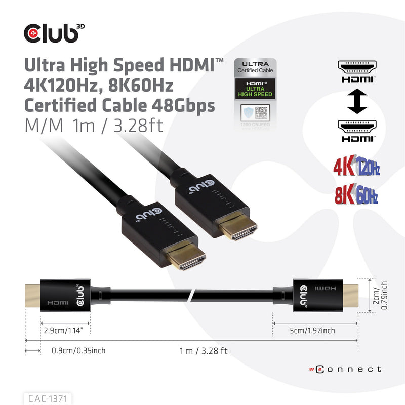 Chargez l'image dans la visionneuse de la galerie, Club 3d gecertificeerde ultra high speed hdmi 2.1 kabel (zwart, 1 meter, 8k)