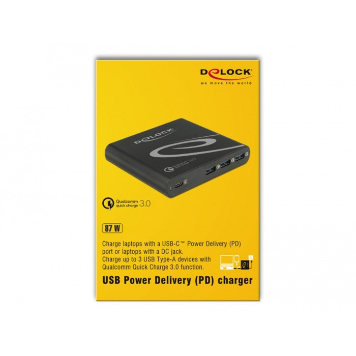Load image into Gallery viewer, Delock usb oplader 1x usb type-c + 3x usb type-a (zwart)