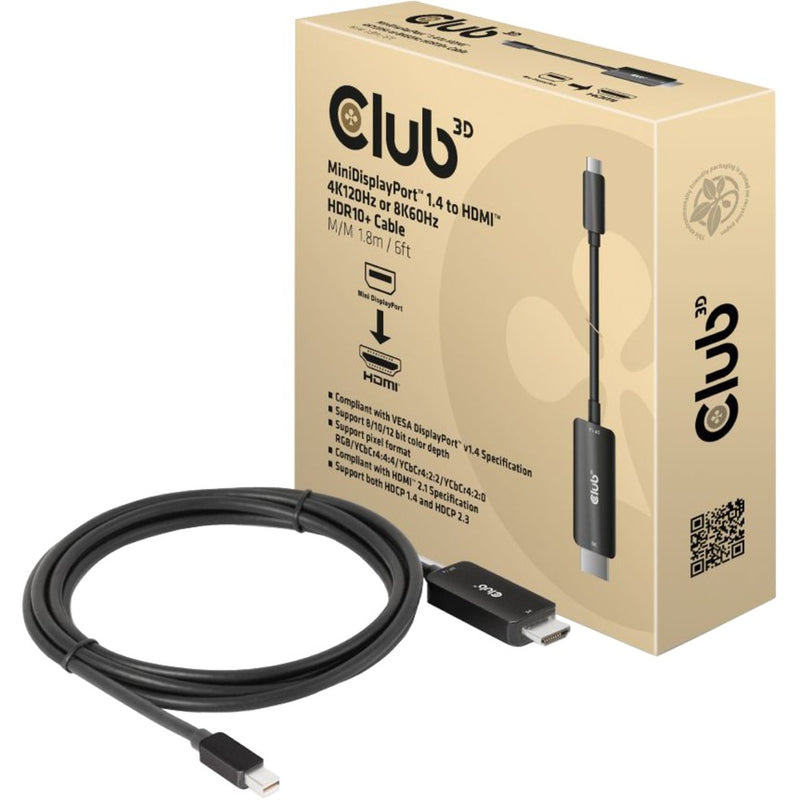 Load image into Gallery viewer, Club 3d mini displayport 1.4 naar hdmi kabel (zwart, 1,8 meter)