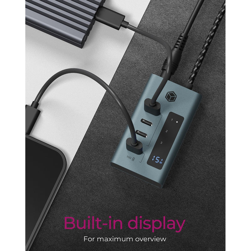 Afbeelding laden in galerijviewer, Icy box ib-hub1454-c31 usb-hub (grijs blauwgrijs, 4x usb-c 3.2 (10 gbit s))