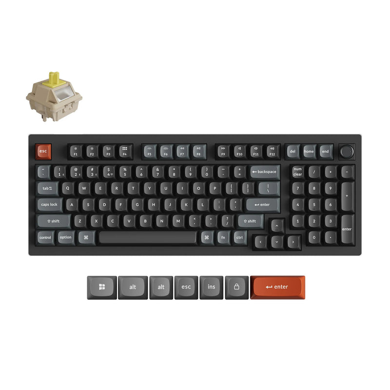 Load image into Gallery viewer, Keychron v5 ultra 8k wireless custom mechanical keyboard (zwart, us lay-out (qwerty), silk pom banana, 96%, rgb, hot swap, 2.4 ghz | bluetooth 5.3 | usb-c)
