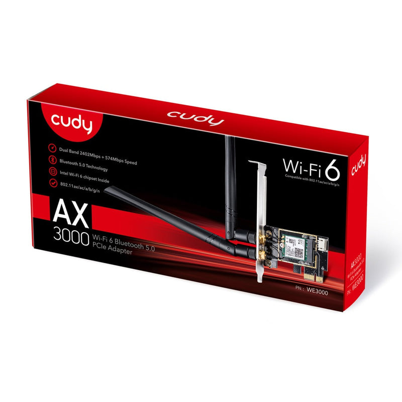 Load image into Gallery viewer, Cudy ax3000 wi-fi 6 bluetooth pci-e wlan adapter (zwart)