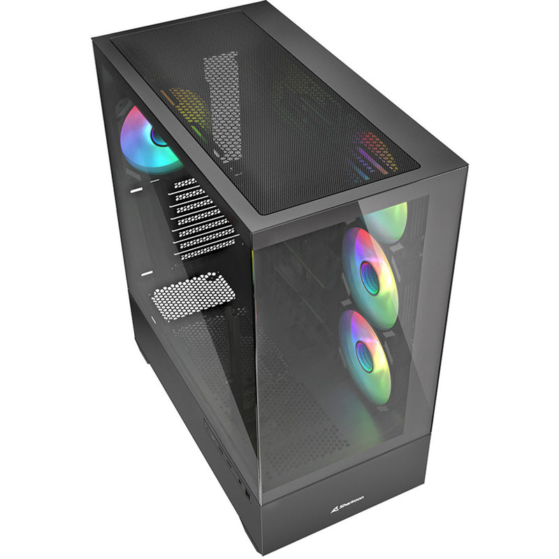 Load image into Gallery viewer, Sharkoon ak6 rgb midi tower behuizing (zwart | 2x usb-a | 1x usb-c | rgb | tempered glass)