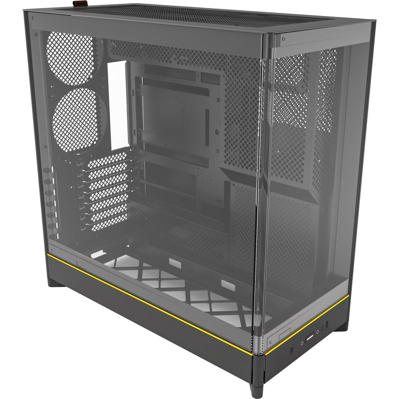 Load image into Gallery viewer, Montech hs02 midi tower behuizing (zwart | 2x usb-a | 1x usb-c | rgb | tempered glass)