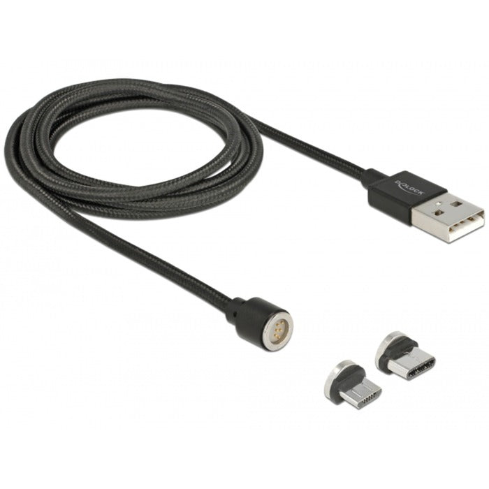 Load image into Gallery viewer, Delock magnetische usb data- en laadkabel set voor micro usb usb type-c (zwart, 1,1 meter)
