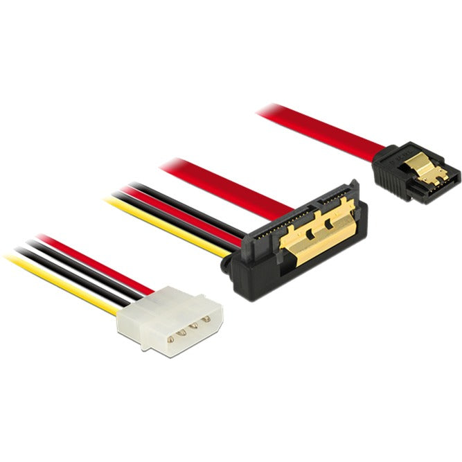 Load image into Gallery viewer, Delock sata 7 pin + molex 4 pin power plug > sata 22 pin haaks adapter (zwart rood)