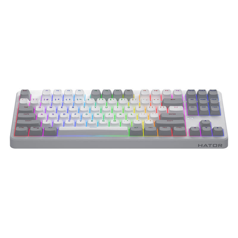Chargez l'image dans la visionneuse de la galerie, Hator rockfall 3 tkl wireless rgb mechanisch gaming toetsenbord (wit, us lay-out (qwerty), hator aurum orange, 80% (tkl), rgb, pbt keycaps, hotswap, 2.4 ghz bluetooth usb-c)