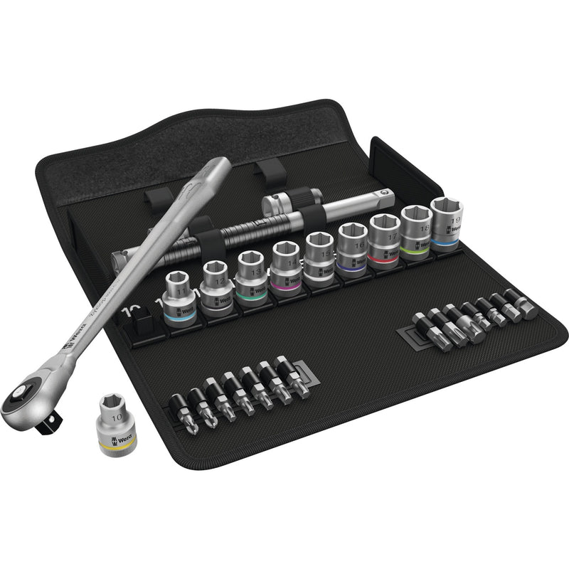 Load image into Gallery viewer, Wera 8100 sc 7 zyklop metal-ratelset met doorsteekvierkant 1 2 aandrijving gereedschapsset ( 28-delig )