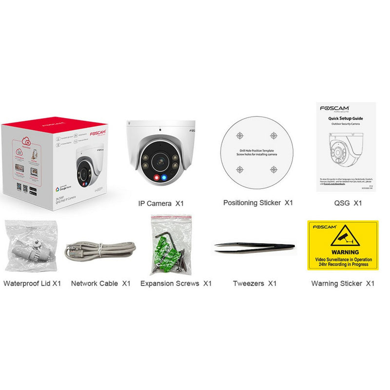 Cargue la imagen en el visor de la galería, Foscam w5ep, 3k 5mp qhd poe ip camera (wit)