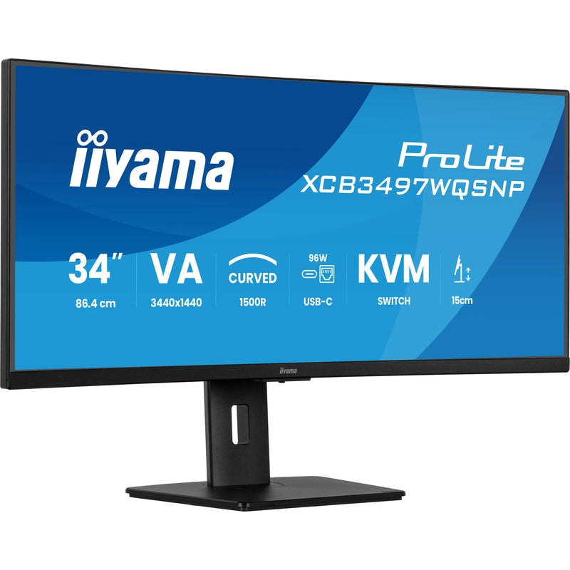 Load image into Gallery viewer, Iiyama prolite xcb3497wqsnp-b1 34 curved ultrawide monitor (zwart, 2x hdmi, displayport, 2x usb-a, 3x usb-c, rj-45)