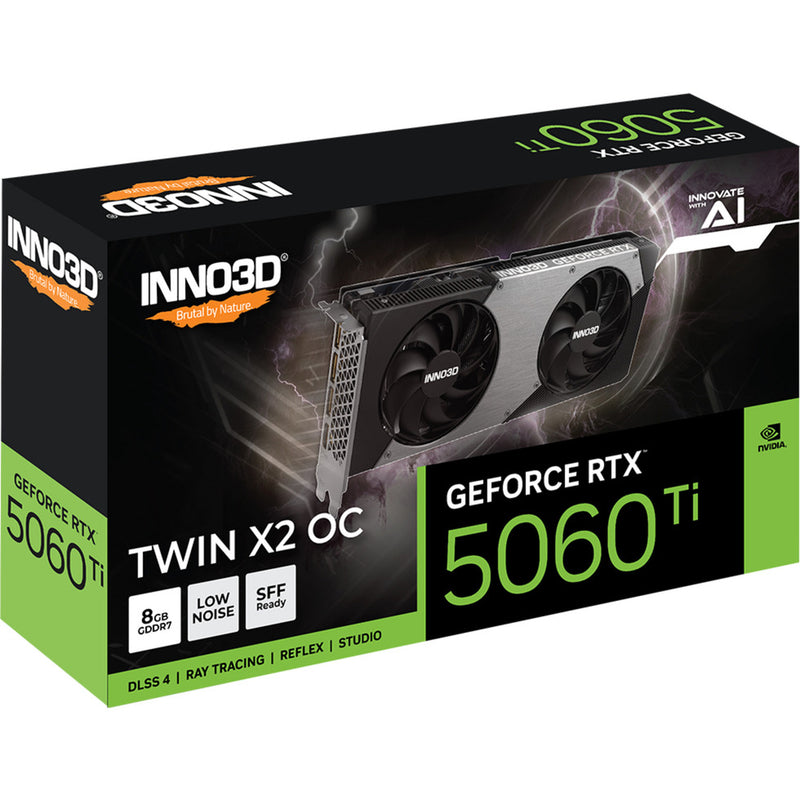 Chargez l'image dans la visionneuse de la galerie, Inno3d geforce rtx 5060 ti twin x2 oc 8gb grafische kaart (3x displayport, 1x hdmi 2.1, dlss 4)