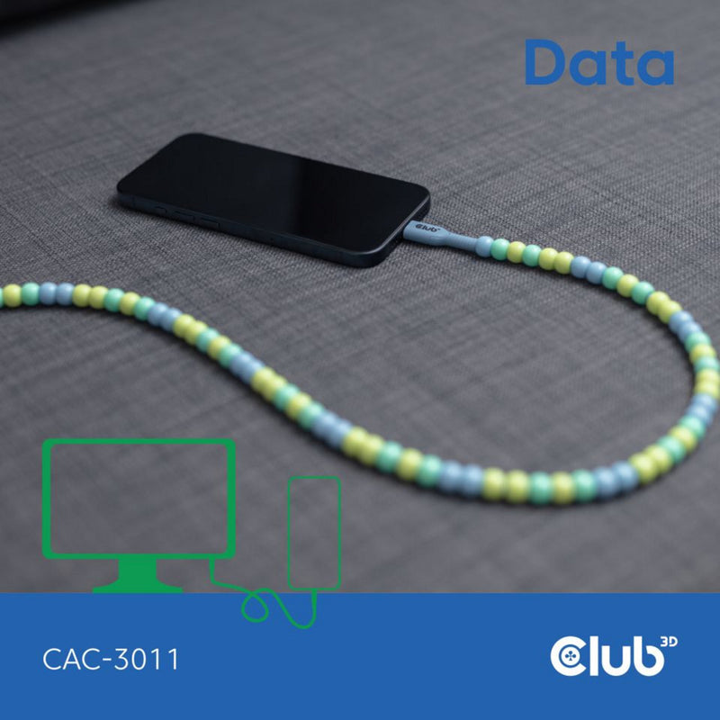 Afbeelding laden in galerijviewer, Club 3d usb-c beaded cable blue, 2 meter kabel (blauw)