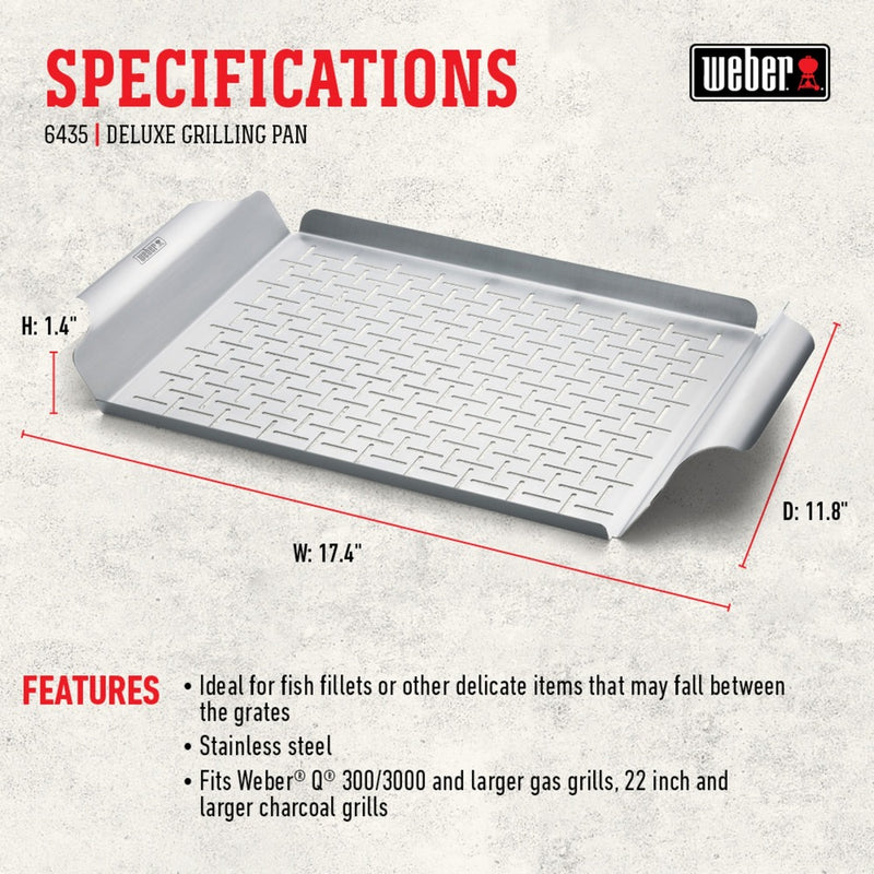 Load image into Gallery viewer, Weber deluxe grillpan grillkorf (zilver)