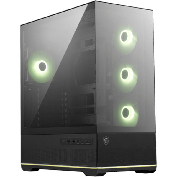 Load image into Gallery viewer, Msi mag pano 110r pz midi tower behuizing (zwart | 2x usb-a | 1x usb-c | tempered glass)