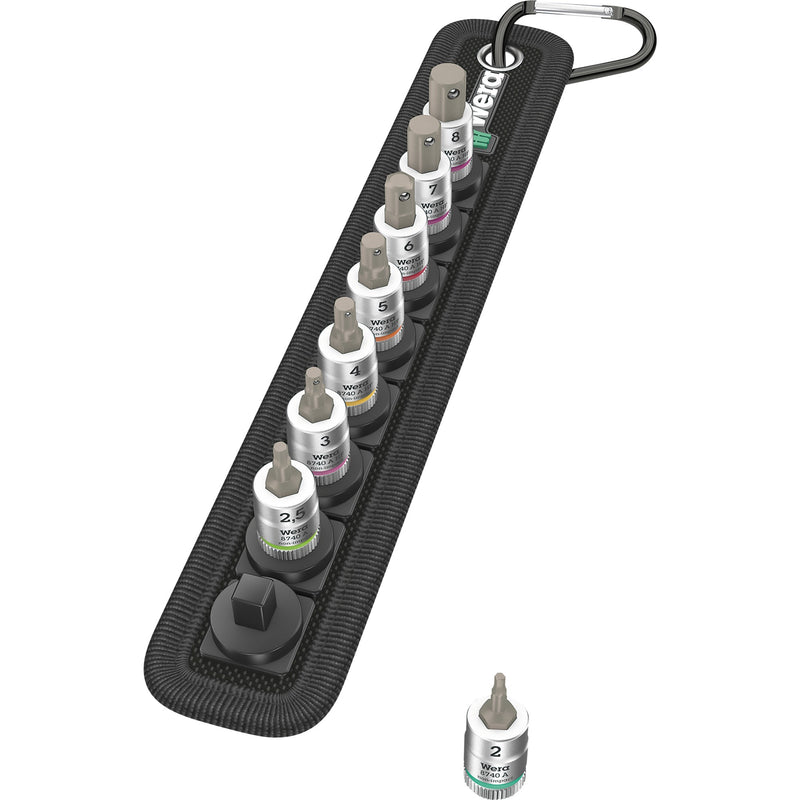 Load image into Gallery viewer, Wera belt b 2 zyklop binnenzeskant bitdoppen set, 3 8 , 8‑delig dopsleutel (zwart zilver, met vasthoudfunctie)