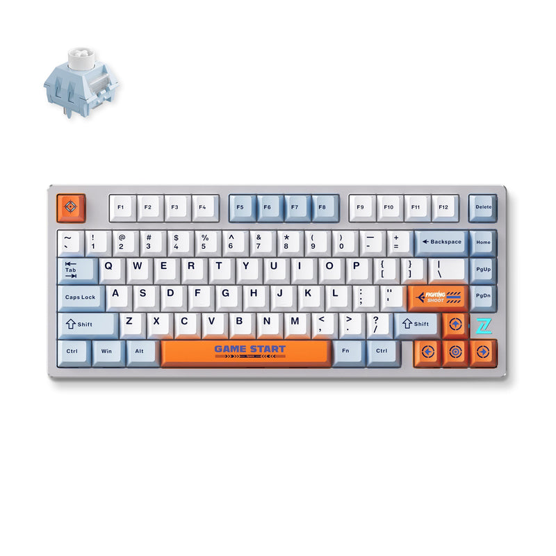 Cargue la imagen en el visor de la galería, Mchose z75s orange blue snow tiger metal top cover wireless mechanical rgb toetsenbord (grijs, us lay-out (qwerty), ttc snow tiger, 75%, rgb, hot swap, double-shot pbt, draadloos | bluetooth | usb-c)