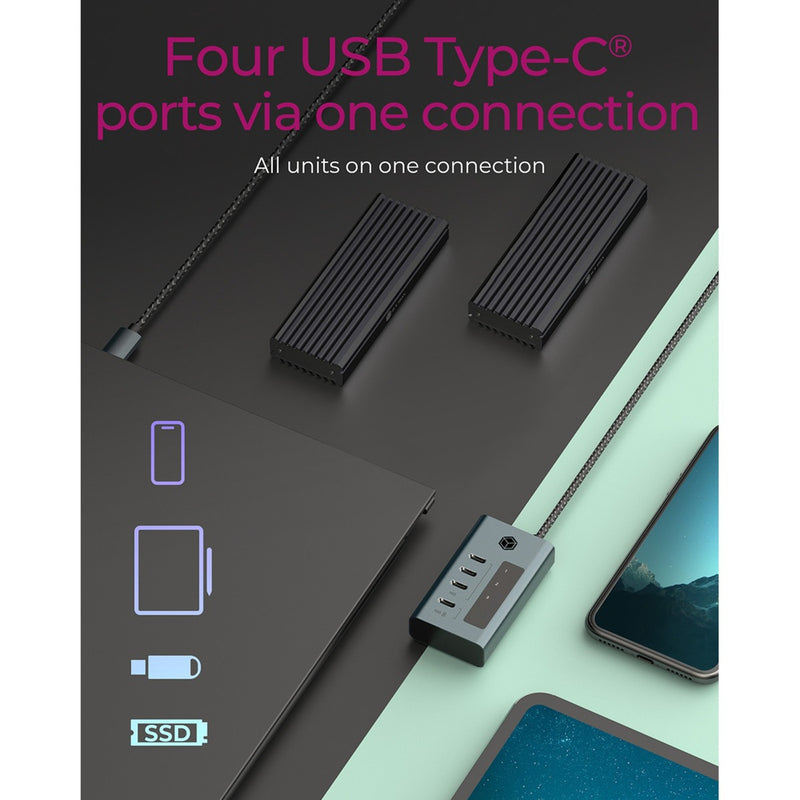 Afbeelding laden in galerijviewer, Icy box ib-hub1454-c31 usb-hub (grijs blauwgrijs, 4x usb-c 3.2 (10 gbit s))