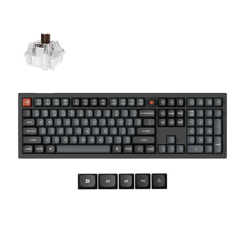 Laden Sie das Bild in Galerie -Viewer, Keychron v6w-d3 8k qmk wired custom mechanical keyboard (zwart, us lay-out (qwerty), super brown, 100%, rgb leds, double-shot pbt, hot swap, 8k, knop)