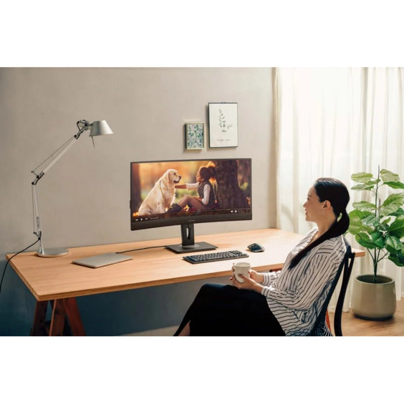 Chargez l'image dans la visionneuse de la galerie, Viewsonic va3820c uwqhd+ 21:9 curved monitor met usb-c hub 38 ultrawide (zwart, 2x hdmi, 1x displayport, usb-c, usb-b )