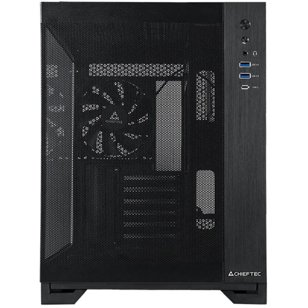 Afbeelding laden in galerijviewer, Chieftec visio air midi tower behuizing (zwart | 2x usb-a | 1x usb-c | tempered glass)