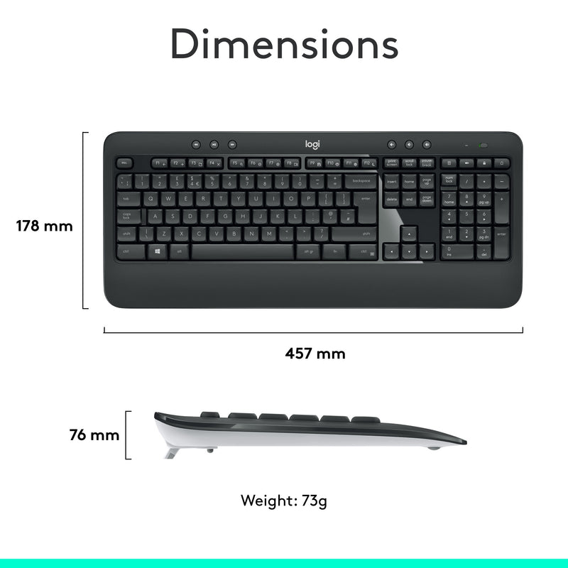 Afbeelding laden in galerijviewer, Logitech mk540 advanced draadloze desktopset (donkergrijs, eu lay-out (qwerty), 1000 dpi)