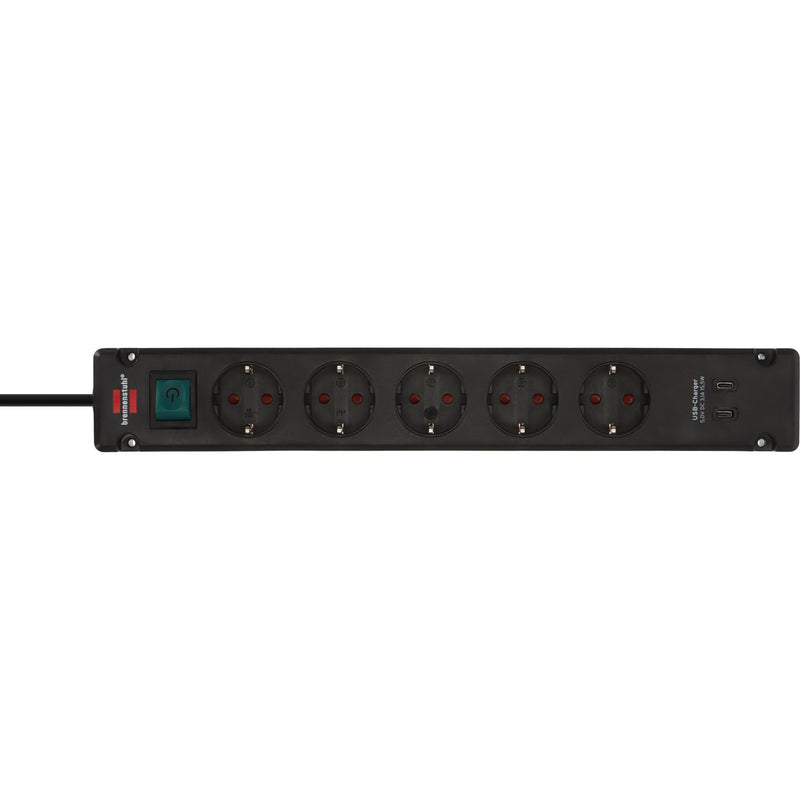 Load image into Gallery viewer, Brennenstuhl bremounta stekkerdoos 5-voudig met 2 usb c-laadcontactdozen stekkerdoos (zwart, 2x usb c)