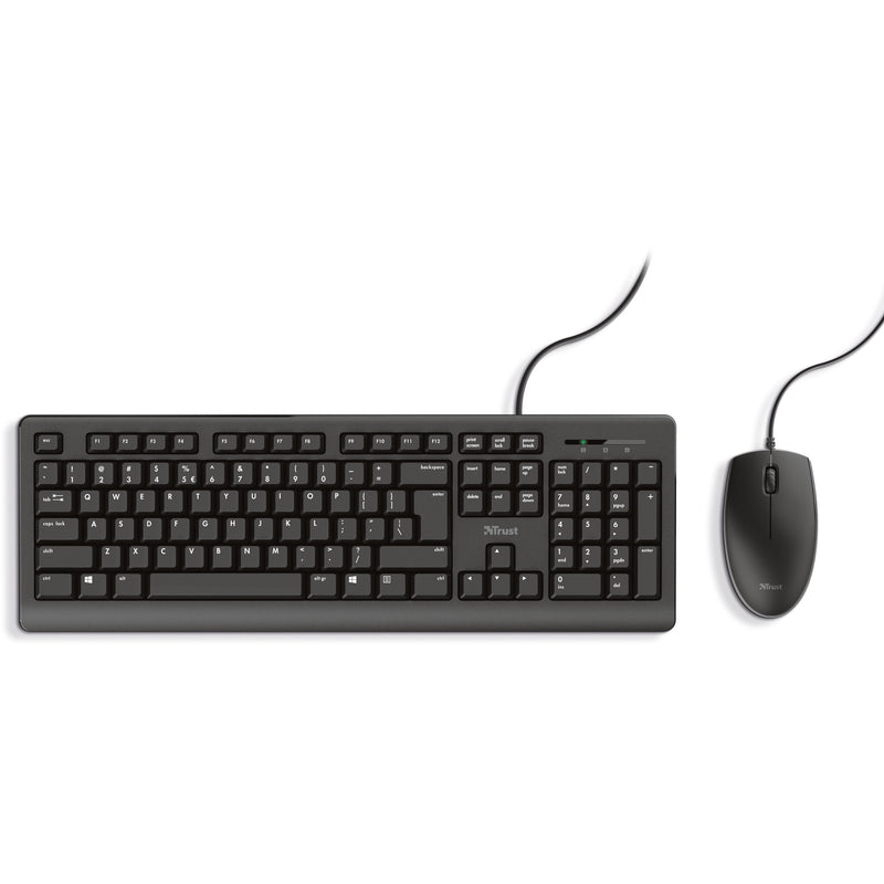 Load image into Gallery viewer, Trust primo keyboard mouse set, desktopset (zwart, us lay-out, membraan)