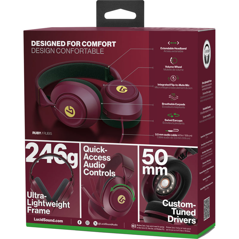 Afbeelding laden in galerijviewer, Powera lucidsound ls10x gen 2 bedrade gamingheadset voor xbox series x|s - robijn over-ear gaming headset (donkerrood, xbox series x|s, xbox one, pc)