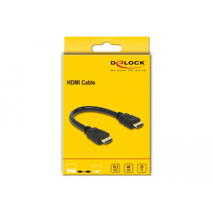 Load image into Gallery viewer, Delock high speed hdmi met ethernet - hdmi a male > hdmi a male kabel (zwart, 0,25 meter, 4k)