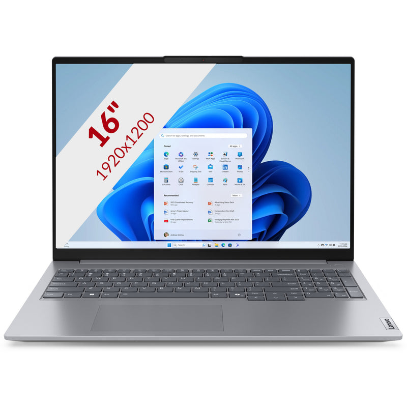 Afbeelding laden in galerijviewer, Lenovo thinkbook 16 gen 7 (21mw0081mh) 16 laptop (grijs | ryzen 5 7535hs | radeon 660m | 16 gb | 512 gb ssd)