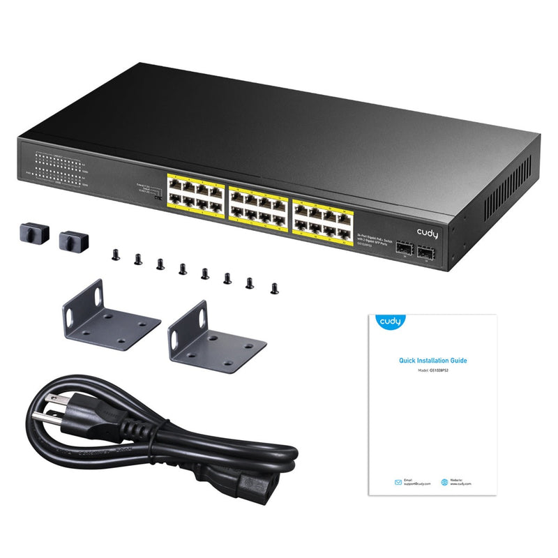 Chargez l'image dans la visionneuse de la galerie, Cudy 24-gbe poe+ switch with 2 uplink sfp (zwart)